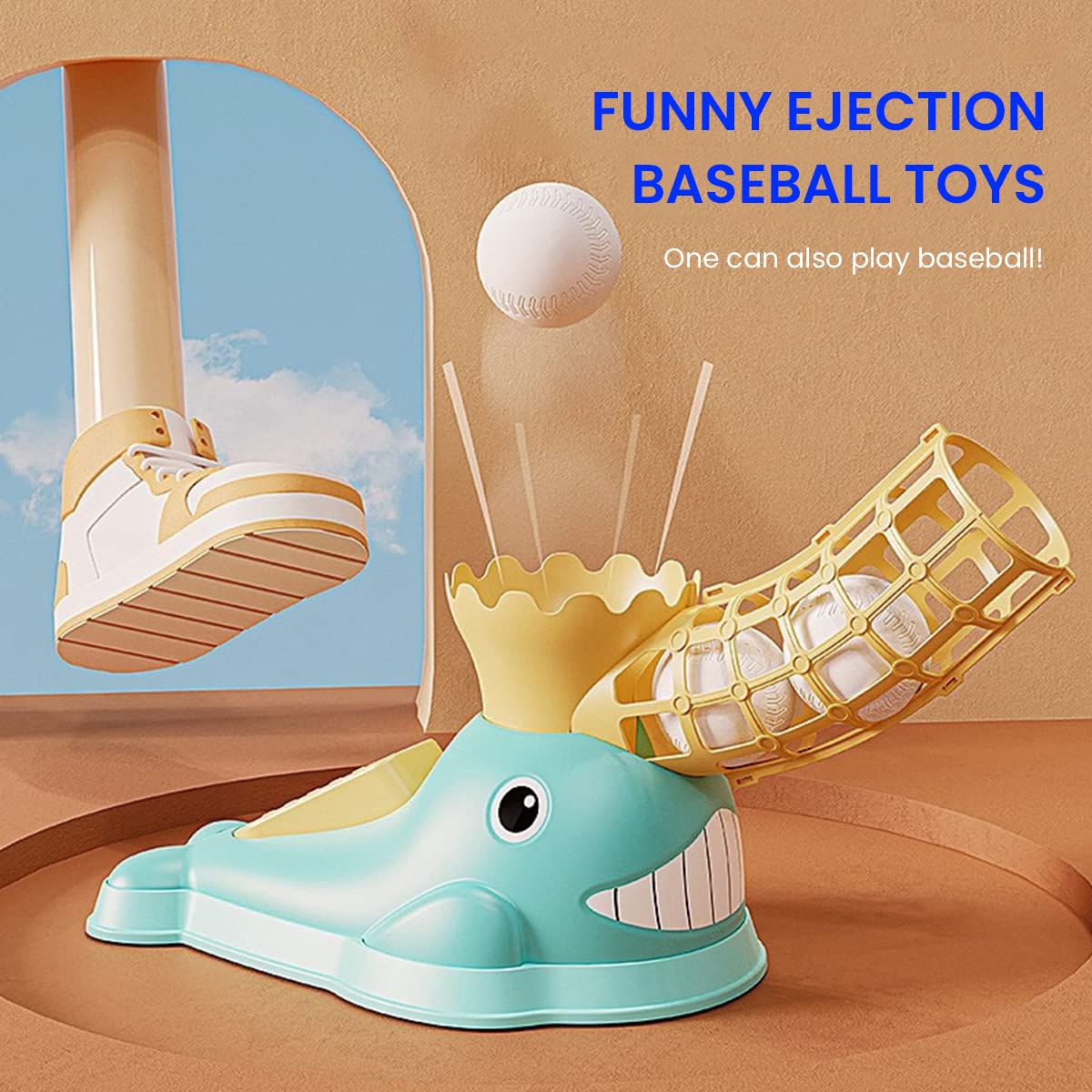 PATPAT Bat Ball for Kids with Pitching Machine, Stepping-on Pitching Machine Bat Ball Kit for Kids 4+ Year Self Train, Baseball Train Set with Bat and Ball, Outdoor Toys for Kids Pitcher Game(Blue) PATPAT Bat Ball for Kids with Pitching Machine, Stepping-on Pitching Machine Bat Ball Kit for Kids 4+ Year Self Train, Baseball Train Set with Bat and Ball, Outdoor Toys for Kids Pitcher Game(Blue)